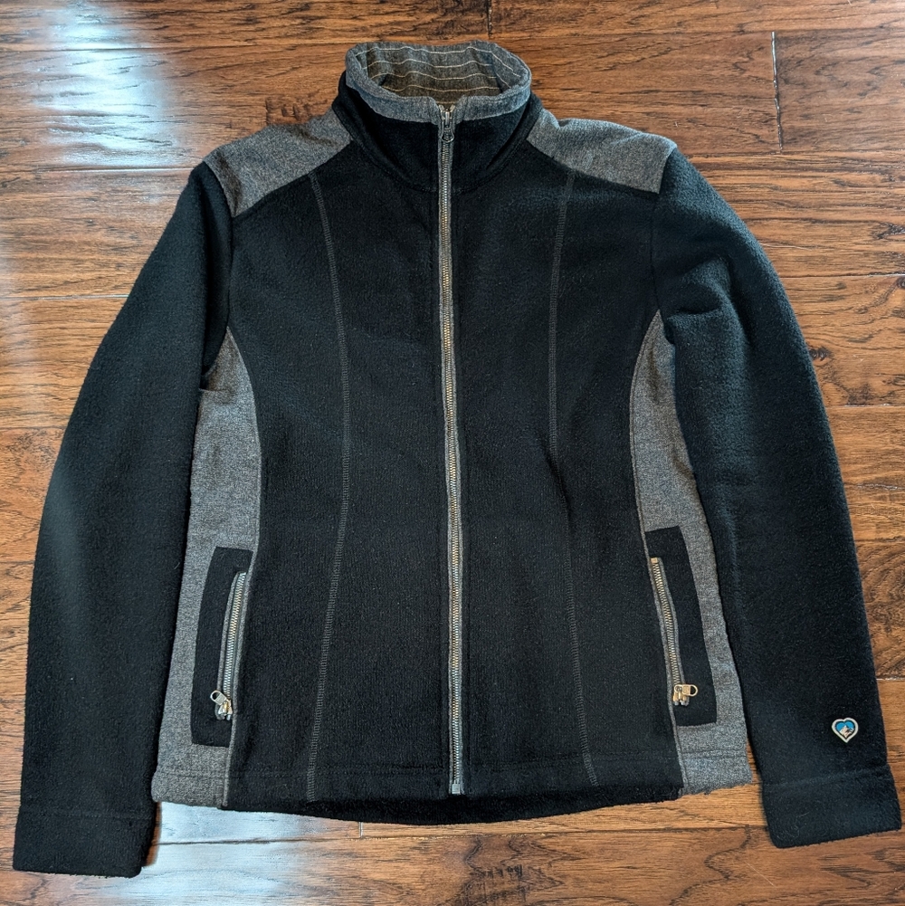 Kuhl Alfpaca Fleece Women's Black and Gray Zip Up Jacket Size Large